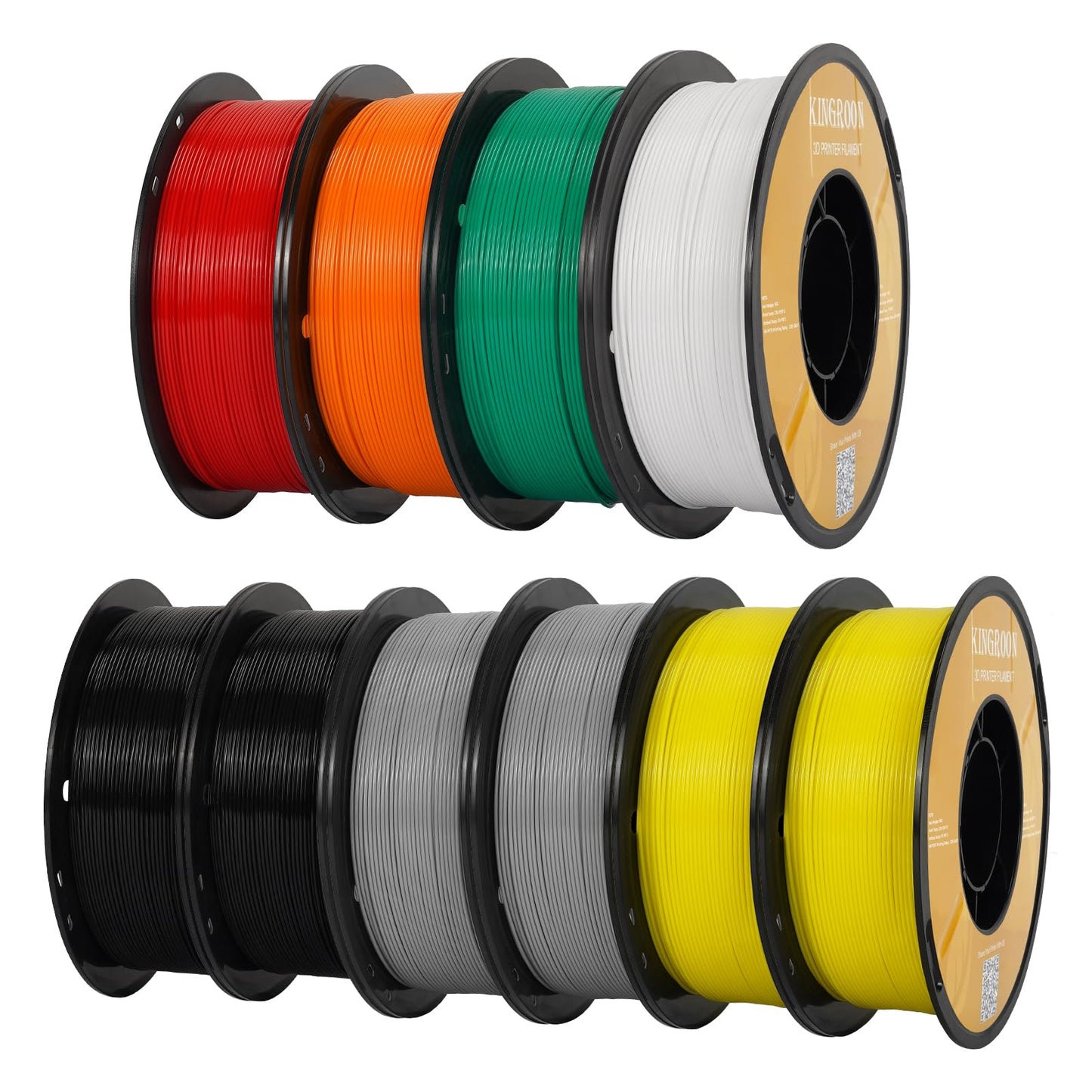 Kingroon 3D Printer Rapid PETG Filament Bundle 1.75mm,Dimensional Accuracy +/- 0.03 mm,1kg/Spool(2.2lbs),10 Spools PETG Filament