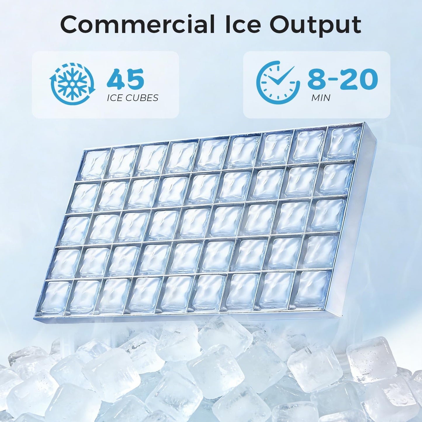OSTBA Commercial Ice Maker Machine 120LBS/24H, Under Counter Ice Machine with 36LB Storage Bin, Self-Cleaning Stainless Steel Ice Maker, Automatic Ice Maker with LCD Display for Bar Restaurant Office