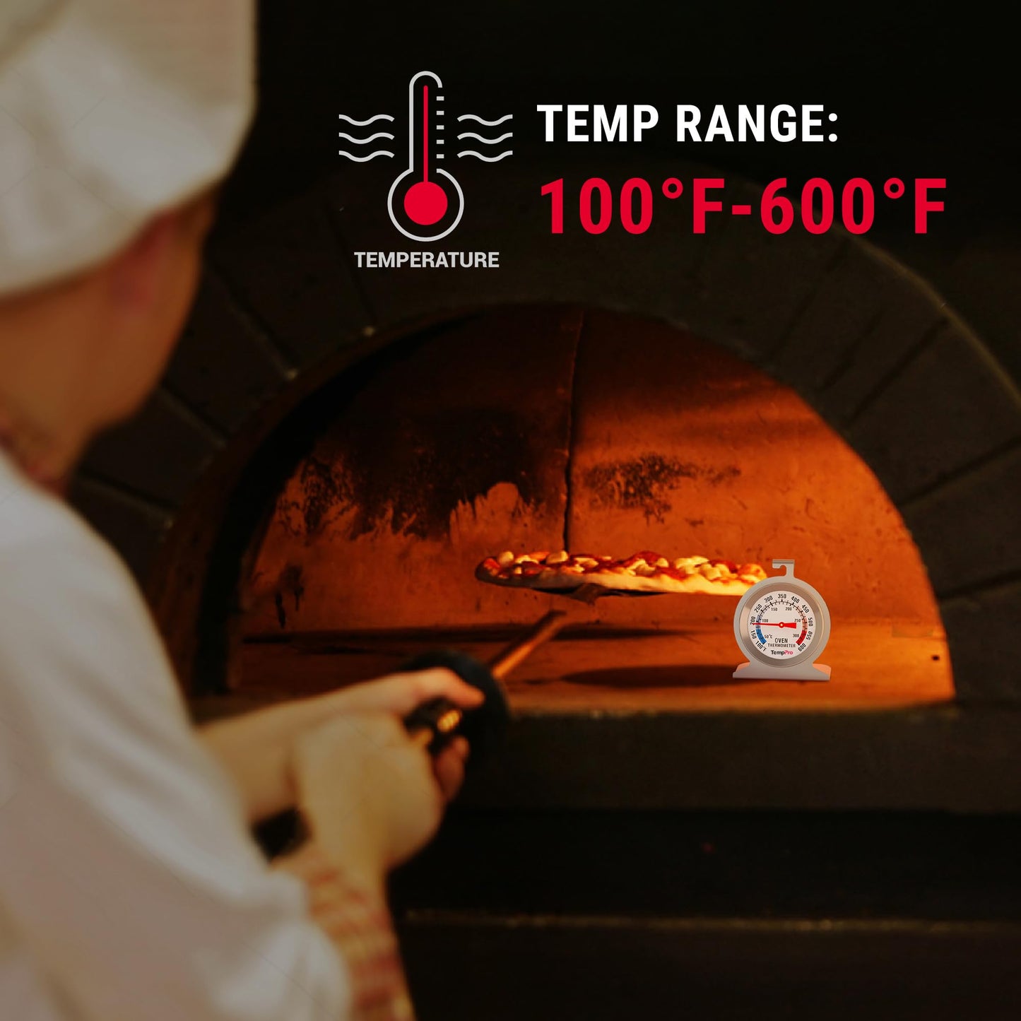 TempPro 2-Pack Oven Thermometer for Gas Oven, 50-300°C/100-600°F Smoker Temperature Gauge with 431 Stainless Steel, Analog Instant Read Cooking Thermometer (Previously ThermoPro)