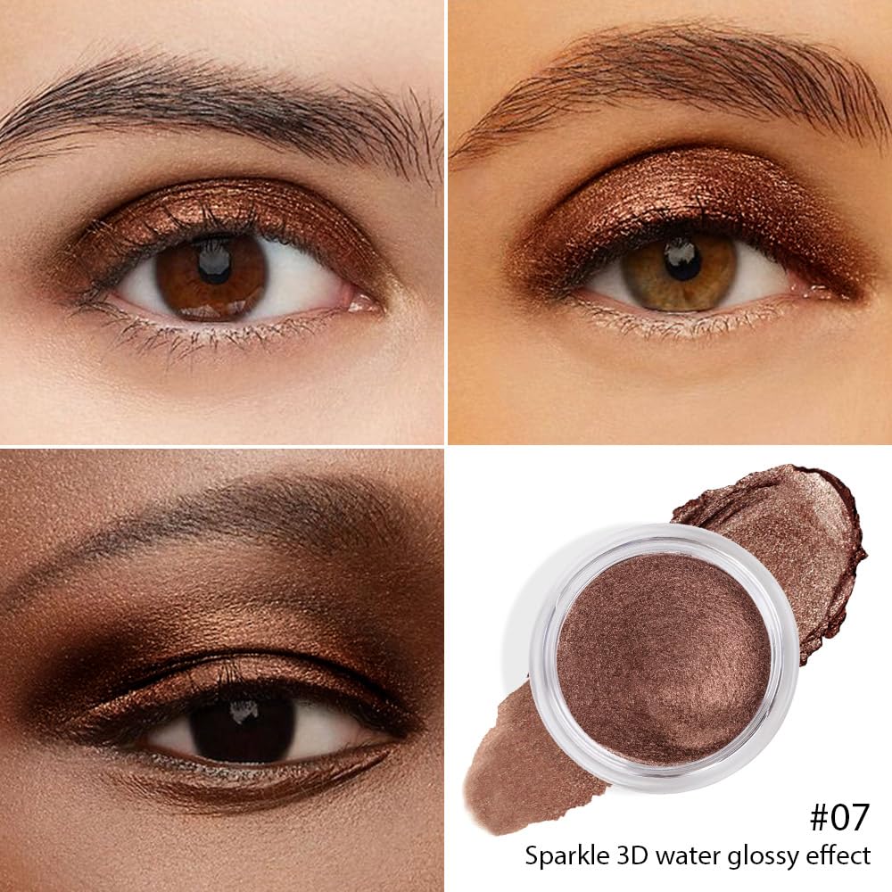 Dark Brown Mousse Single Eyeshadow Palette -Neutral Matte & Shimmer Eyeshadow,Mini Cream Glitter Eye shadow,Long Lasting Highly