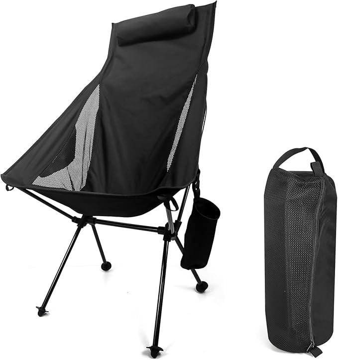 ShellBr8ker Folding Camping Chair, Portable High Back Space Chair, Breathable Mesh Moon Lightweight Outdoor Fishing Chair ...