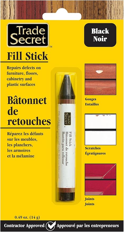 Wood Scratch Repair Fill Stick for Black Surfaces, Great for Touch-Ups and Repairs on Hardwoods Floors, Furniture, Cabinets and Plastic Surfaces.