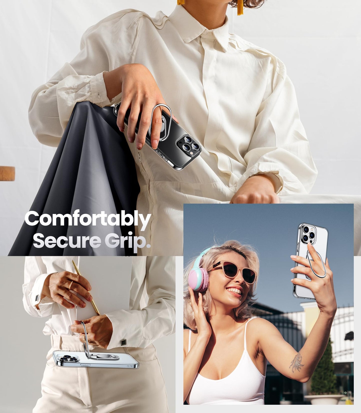 Shields Up For Iphone 15 Pro Max Case With Stand, Phone Case Clear With Double Ring Holder [Adjustable & Foldable] Shockproof Pr
