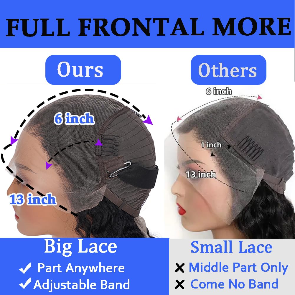 Simeider 34 Inch Deep Wave Human Hair Lace Front Wig - 13x6 HD Lace Frontal, 200 Density, Pre-Plucked With Baby Hair
