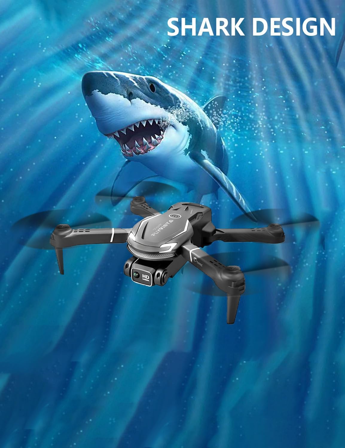 FLYVISTA Cool Mini Drone with Camera for Kids Adults Beginners, 1080P FPV Camera Remote Control Drone for Kids with 3 Batteries, One-Click Take Off/Landing, Altitude Hold, Headless Mode, 360° Flips, 3-Gear Speeds , Emergency Stop, Toys Gifts for Kids