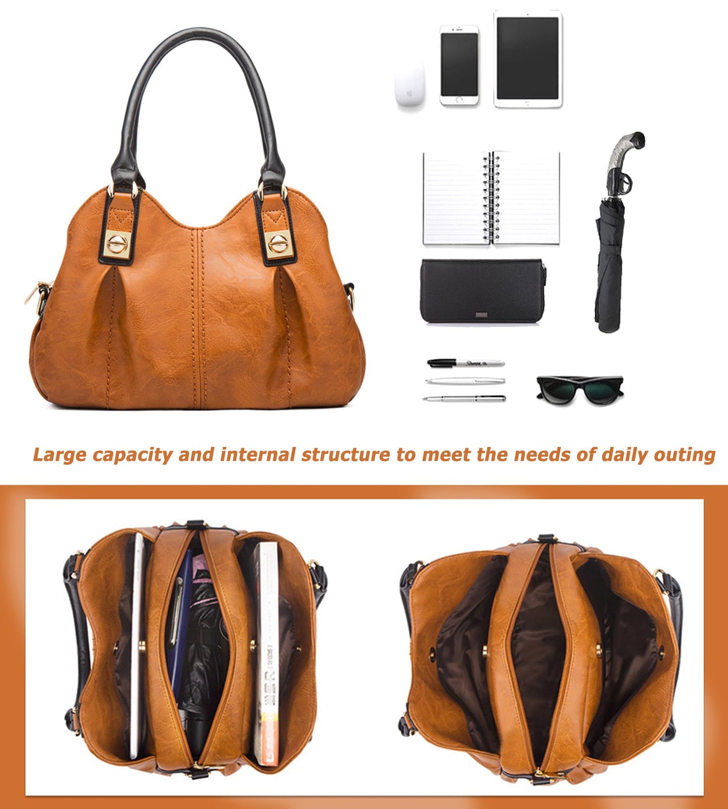 KingTo 4pcs Purses Retro Tote Handbags for Women Stylish Shoulder Bags Soft Top Handle Satchel Set (Green)