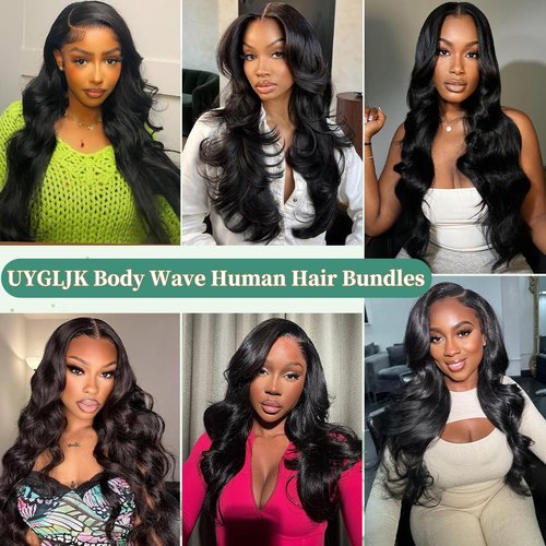 14A Human Hair Bundles Body Wave One Bundle 100% Unprocessed Brazilian Virgin Hair Bundles Double Weft Weave Body Wave Human Hair Natural Black Color (one bundle, 28)