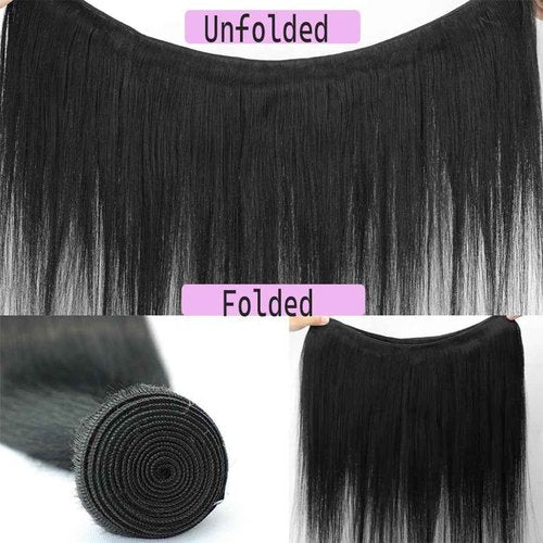 12A Human Hair Bundles Straight 3 Bundles Human Hair 14 16 18 Inch, 100% Unprocessed Brazilian Virgin Human Hair Straight Bundle Double Strong Weft Natural Black Color(300g /lot)
