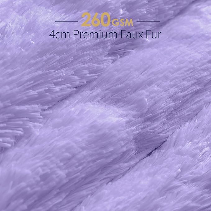 Mr. Sandman Shaggy Faux Fur Sherpa Weighted Blanket 15 lbs for Adult, Soft Luxury Fuzzy Long Fur Heavy Blanket Throw for Twin/Full Size Bed and Couch - 48"×72", Light Purple