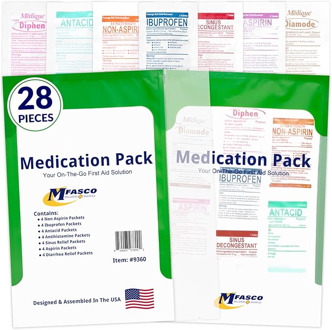 First aid Kit Refill Supplies Medication Pack for Refilling Small Kits or Traveling