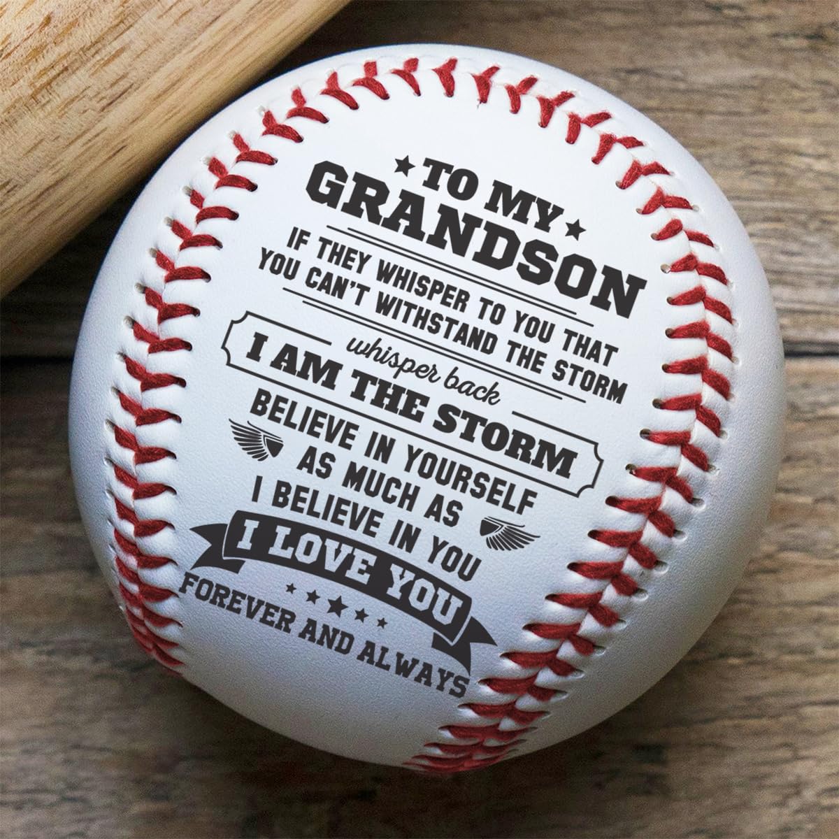 DOPTIKA Father's Day Birthday Gifts for Grandson, to My Grandson Engraved Baseball, Teen Boy Gifts, Graduation Gifts for Him from Grandparents, Grandson Gifts from Grandma
