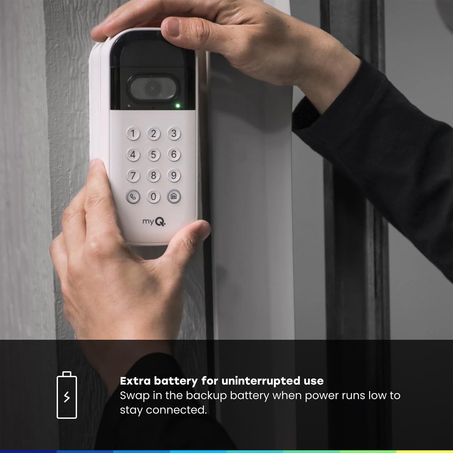 myQ Smart Garage Door Video Keypad + Rechargeable Battery, with Wide-Angle Camera, Customizable PIN Codes, and Smartphone Control, Works with Chamberlain, LiftMaster and Craftsman openers