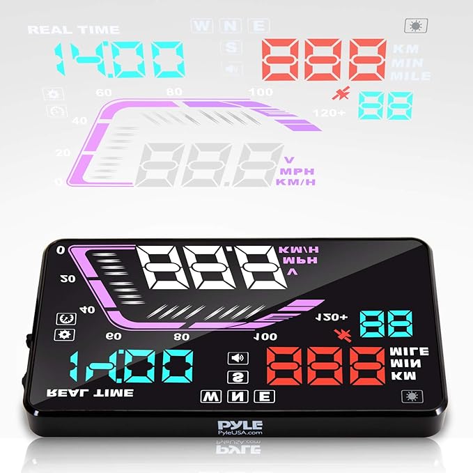 Heads Up Display HUD Screen - Universal 5.5’’ Car Head-Up Windshield Display w/Multi-Color Screen Projector Vehicle Speed,...