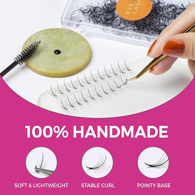 Eyesy Lash 500 Wispy Promade Fans - 5D 0.07 Size 11mm Curl CC - Natural Wispy Lashes Loose Premade Lash Fans for Eyelash Extensions Handmade Pre Made Eyelashes for Spiky, Volume, Natural Look