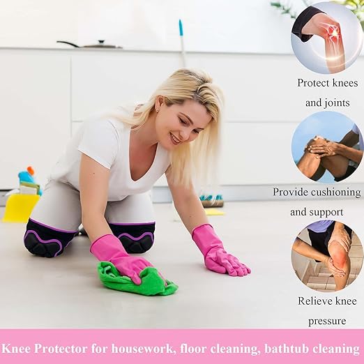 Men/Women Knee Pads, Garden Knee Cushion for Cleaning Floor, Waterproof Soft Knee Protector for Kneeling Crawling Work, Adjustable Flexible Foam Pad for Yard Tile Concrete for Christmas, Rose Red L. (1 Pair)