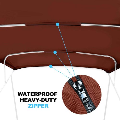 Fuprosico Bimini Top Replacement Canvas with Light Hole for Boat, 4 Bow 8L 73-78W Bimini Top Cover with Storage Boot, 900D Heavy Duty Waterproof Marine Polyester, Without Frame, Burgundy