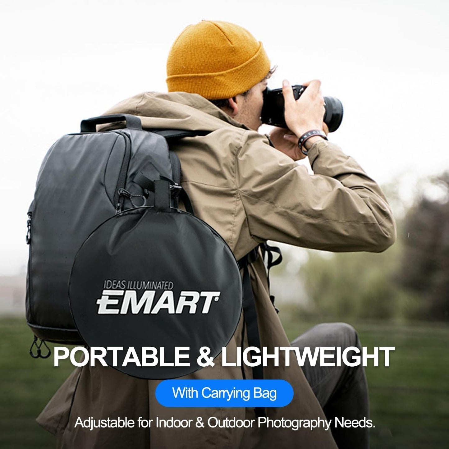 EMART 24'' x 36''(60 x 90cm) 5 in 1 Photo Collapsible Photography Reflector with Bag, Large Oval Portable Panel for Studio Video, Portraint, Outdoor Shooting -Translucent, White, Silver, Gold, Black