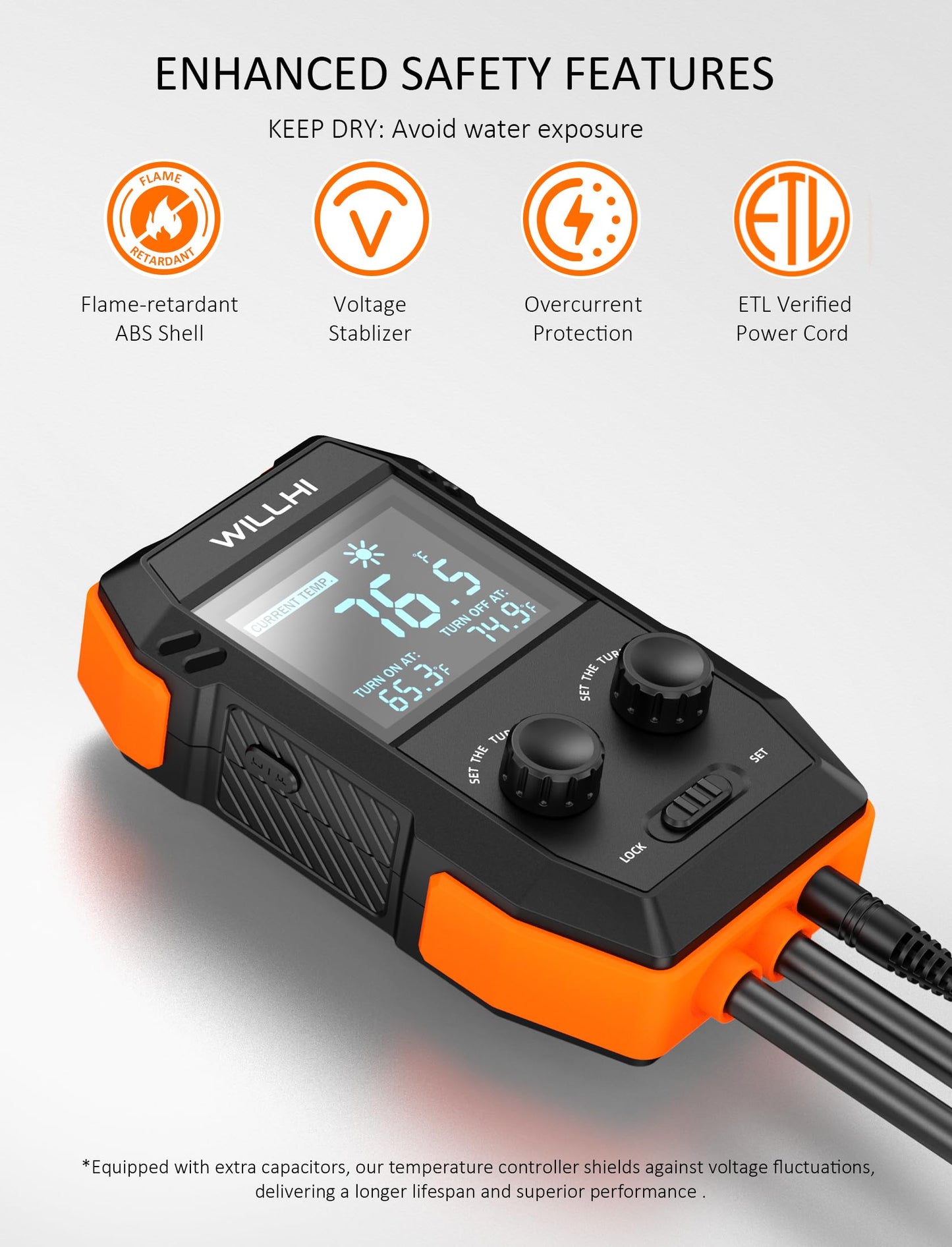 WILLHI WH2408 Temperature Controller 10A 1200W, Digital Thermostat Controlled Outlet Plug Switch for Reptile Terrarium Greenhouse Homebrew Aquarium Seedling Mat, Heating or Cooling Mode (Pack of 1)