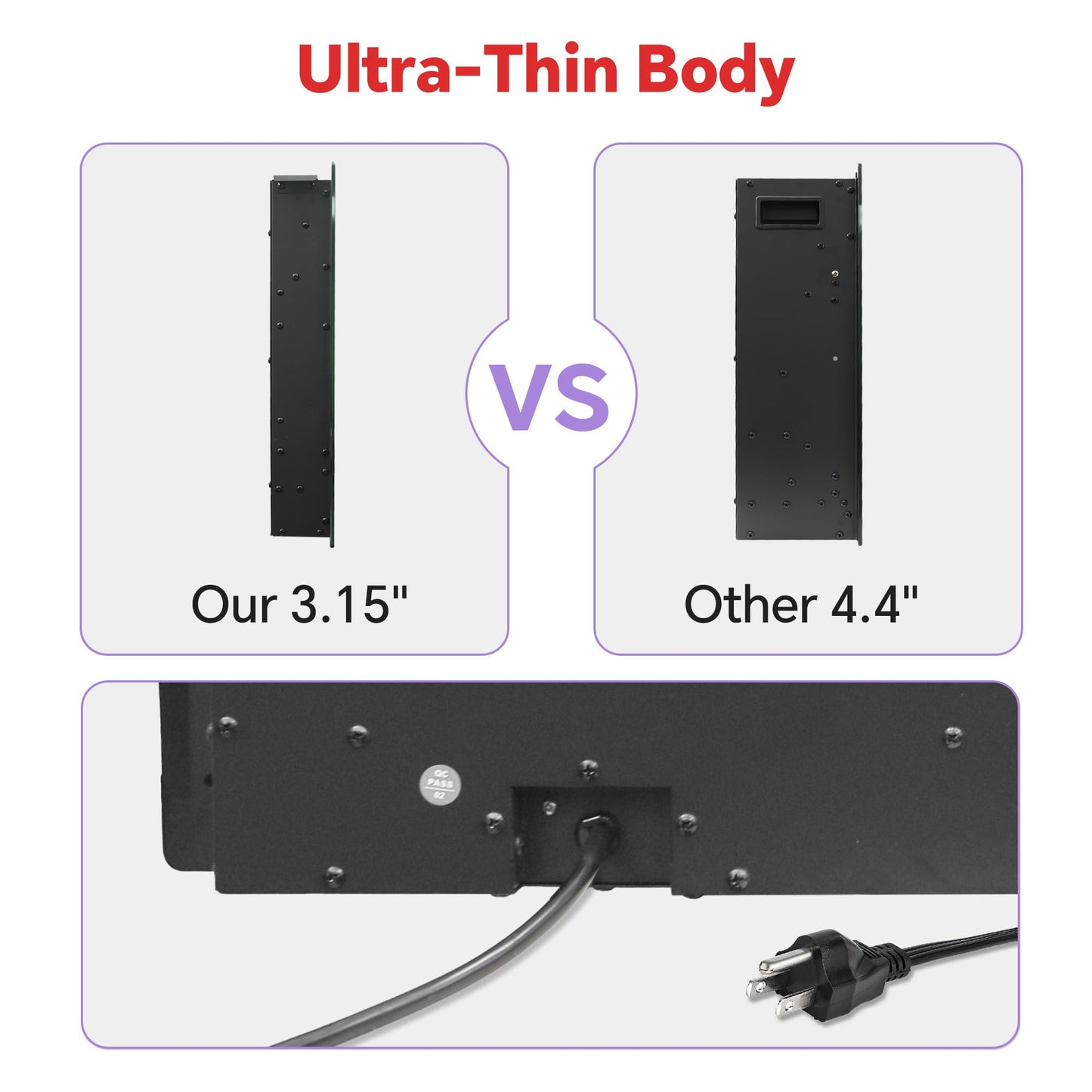 Prismaster 72" Electric Fireplace Insert, Ultra Thin Linear Fireplace Heater, Wall Mounted Recessed, Adjustable Flames& Brightness, 750W /1500W, Timer