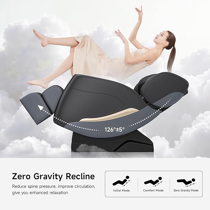 2025 Massage Chair Full Body, Zero Gravity Recliner with 6 Auto Modes, Foot Massage, Heating, Bluetooth, Black