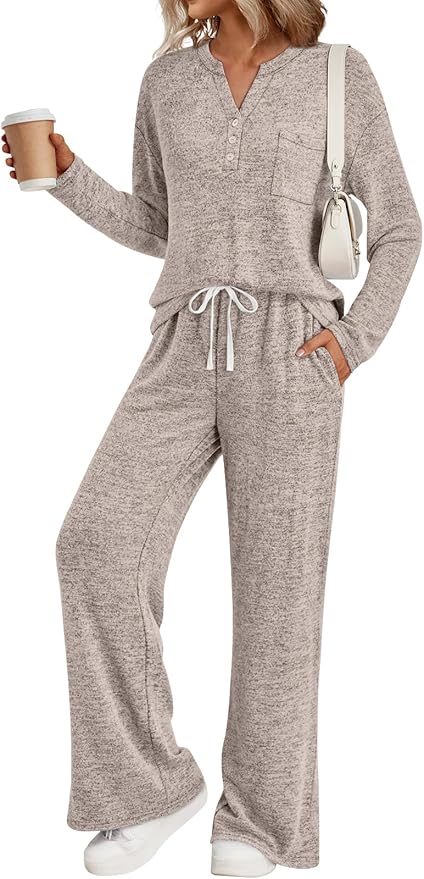 LILLUSORY Womens 2 Piece Lounge Sets Winter Outfits 2026 Sweatsuit Matching Pjs Airport Vacation Travel Fall Pajamas Fashion