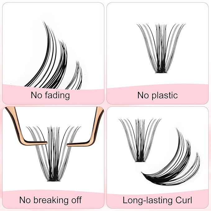Cluster Lashes 300Pcs Mix 8-20mm individual lashes 50D D Curl Lash Clusters DIY Eyelash Extensions Wispy Individual Lash Extensions Thin Band Soft Eyelash Clusters to Use at Home (50D-0.07-D,8-20mm)