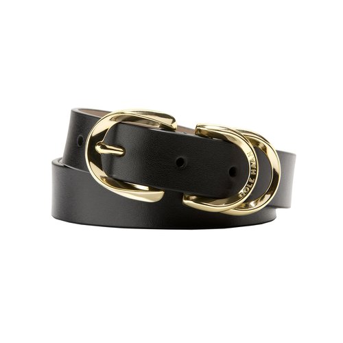 Cole Haan Women's Metal Loop Skinny Dress Belt, Black, Small