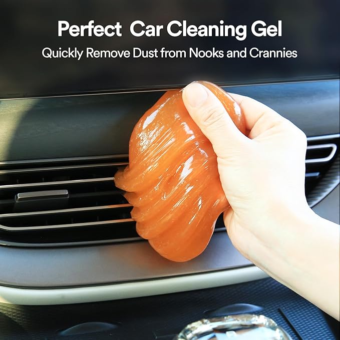 PULIDIKI Car Cleaning Gel Detailing Putty Auto Detail Tools Car Interior Cleaner Slime Supplies Car Accessories Stocking Stuffers Gifts for Men Women Teens White Elephant Gifts Adult Orange (2Pack)