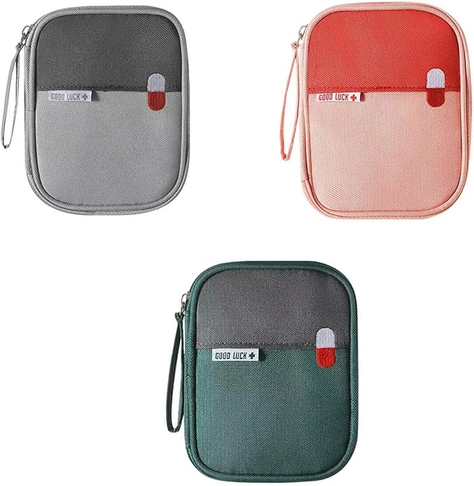 Ellsang First Aid Kit Bag Empty, Travel Medication Pouch Mini Zippered Oxford Medical Survival Kit Carrier, Handy Medicine...