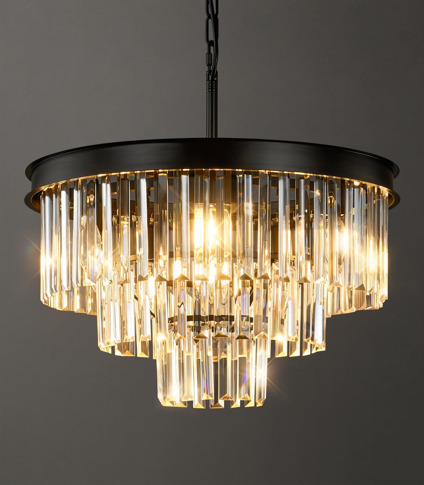 Black Crystal Chandeliers For Dining Room: 20" Modern Luxury Chandelier For Bedroom - Round Crystals Ceiling Pendant Lighting Fixtures For Living Room Entryway Kitchen Over Table Island Foyer 9 Light