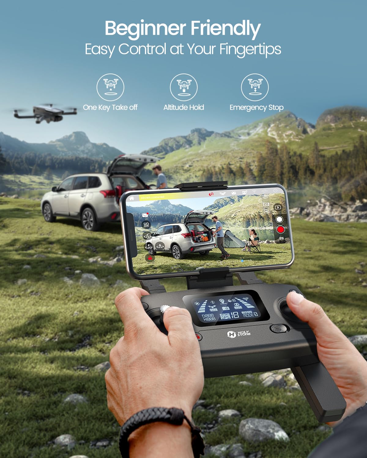 Holy Stone HS720G 2-Axis Gimbal Drones with 4K EIS Camera, 2 Batteries 52-Min Flight Time, Brushless Motors, GPS Auto Return, Video Transmission, Mini Foldable Drone for Beginners Adults