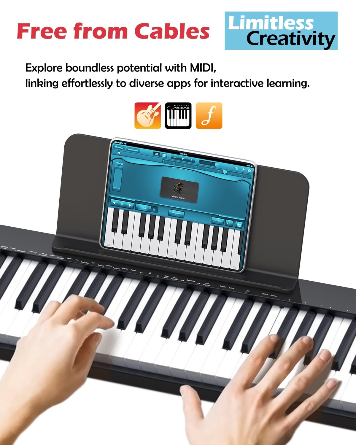 NikoMaku Semi-weighted 88 Keys Piano Keyboard Compact Portable Digital Piano Set for Beginners with Stand, Carrying Case, Sustain Pedal, Headphones, SWAN-S Black