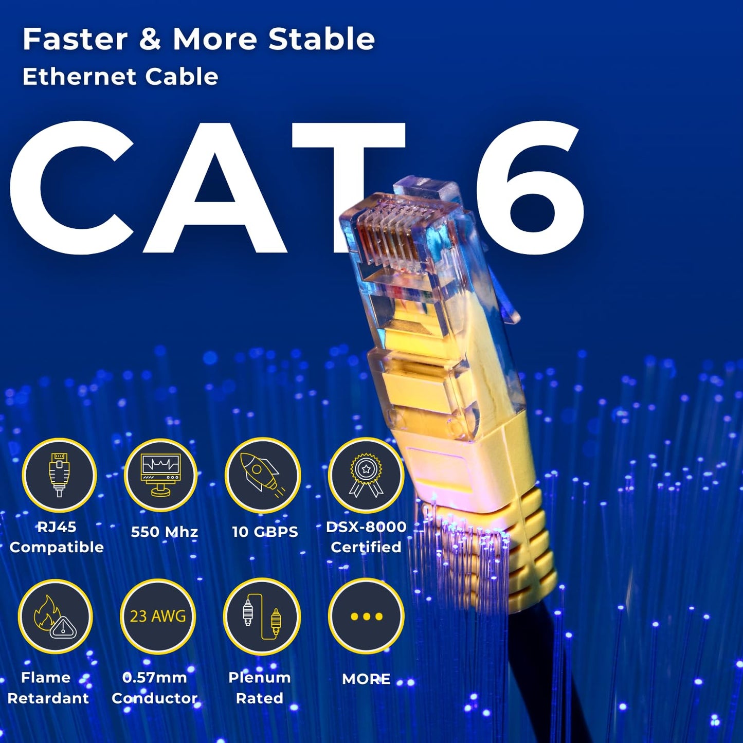 Bncables 550Mhz Cat6 Plenum Cable 1000Ft Blue, Dsx- 8000 Certified 23Awg 4Pair, Solid Network Cable Unshielded Twisted Pair (Utp