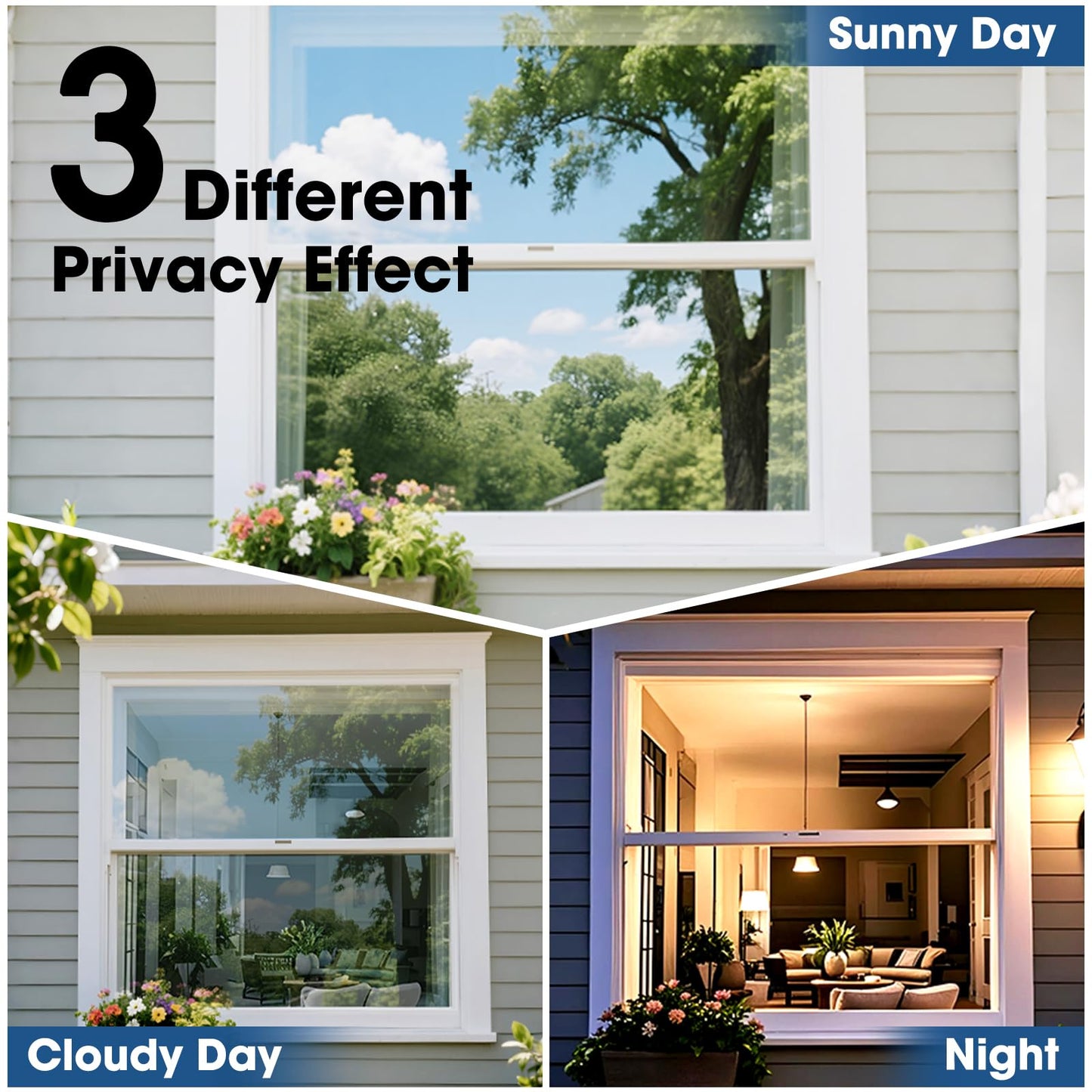 Coavas One Way Window Privacy Film, Heat & Sun Blocking Window Film See Out Not in, Static Cling Window Tint for Home, Anti UV Reflective for Bathroom Office Door (Black, 17.7 x 78.7 inches)