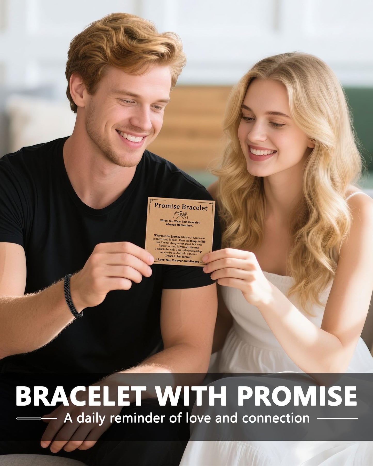 UNGENT THEM Promise Bracelet Gifts for Him Boyfriend Birthday Anniversary Men I Love You Cute Sweetest Valentines Christmas Romantic Gifts for BF Husband Ideas
