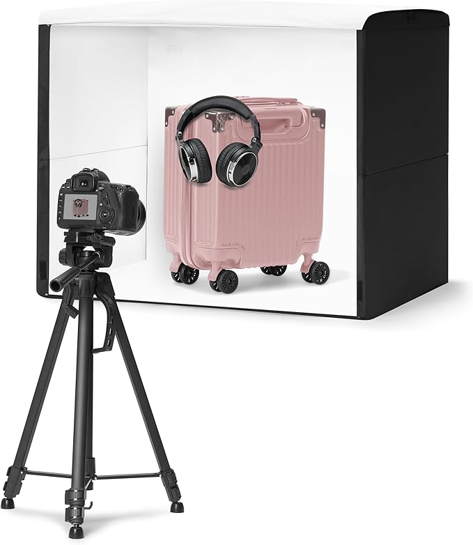 Amazon Basics Light Box Photography, 25 x 30 x 25 Inches Large Portable Foldable Photo Studio Box with LED Light, 1 Piece,...