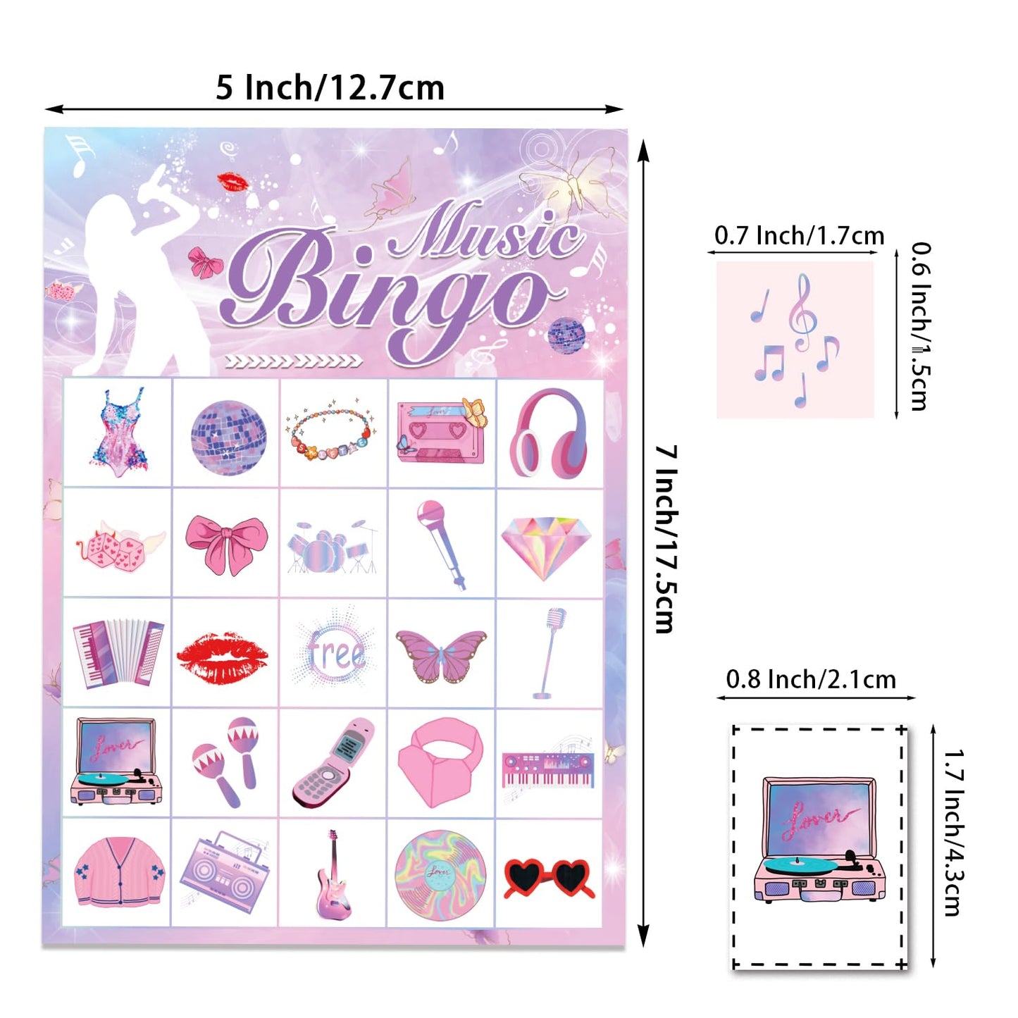 Kavoc Music Birthday Party Bingo Games for 24 Players with Bingo Cards Music Themed Birthday Party Bingo Game for Bachelorette Party Supplies