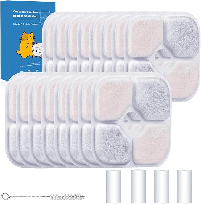 16-Pack Cat Water Fountain Filter Compatible With Catit Pixi Water Fountain Filter Replacement Triple Action Water Filter,...