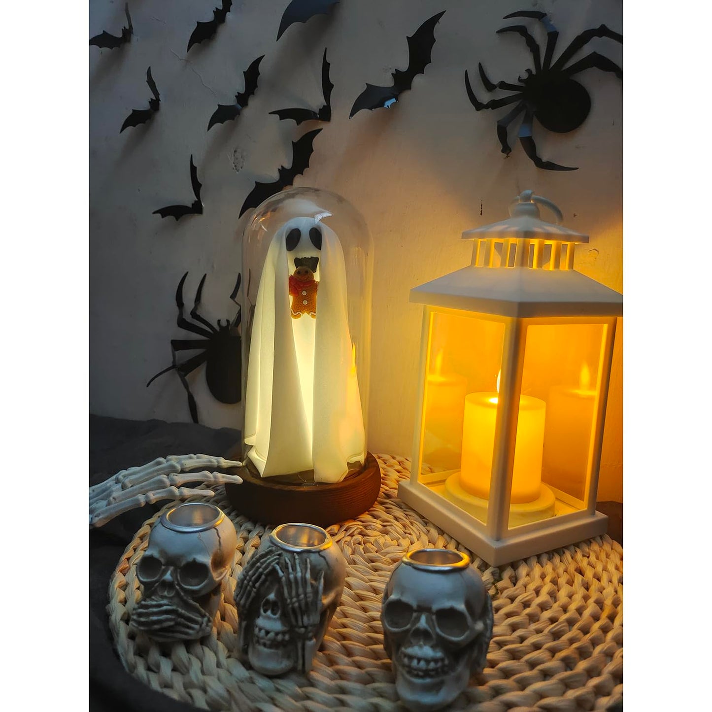 Halloween Decorations Indoor,OMG Gingerbread Man Ghost Decorations with Remote Control Lights, Light Up Ghost,Ghost Lamp for Home Kitchen Mantel Tabletop Party Decor and Holiday Decoration