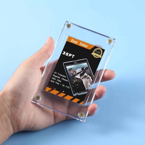 50 Pieces Acrylic Card Holder Screw Trading Card Protector 35 PT Clear Protectors for Baseball Football Sports Game Cards Storage and Display