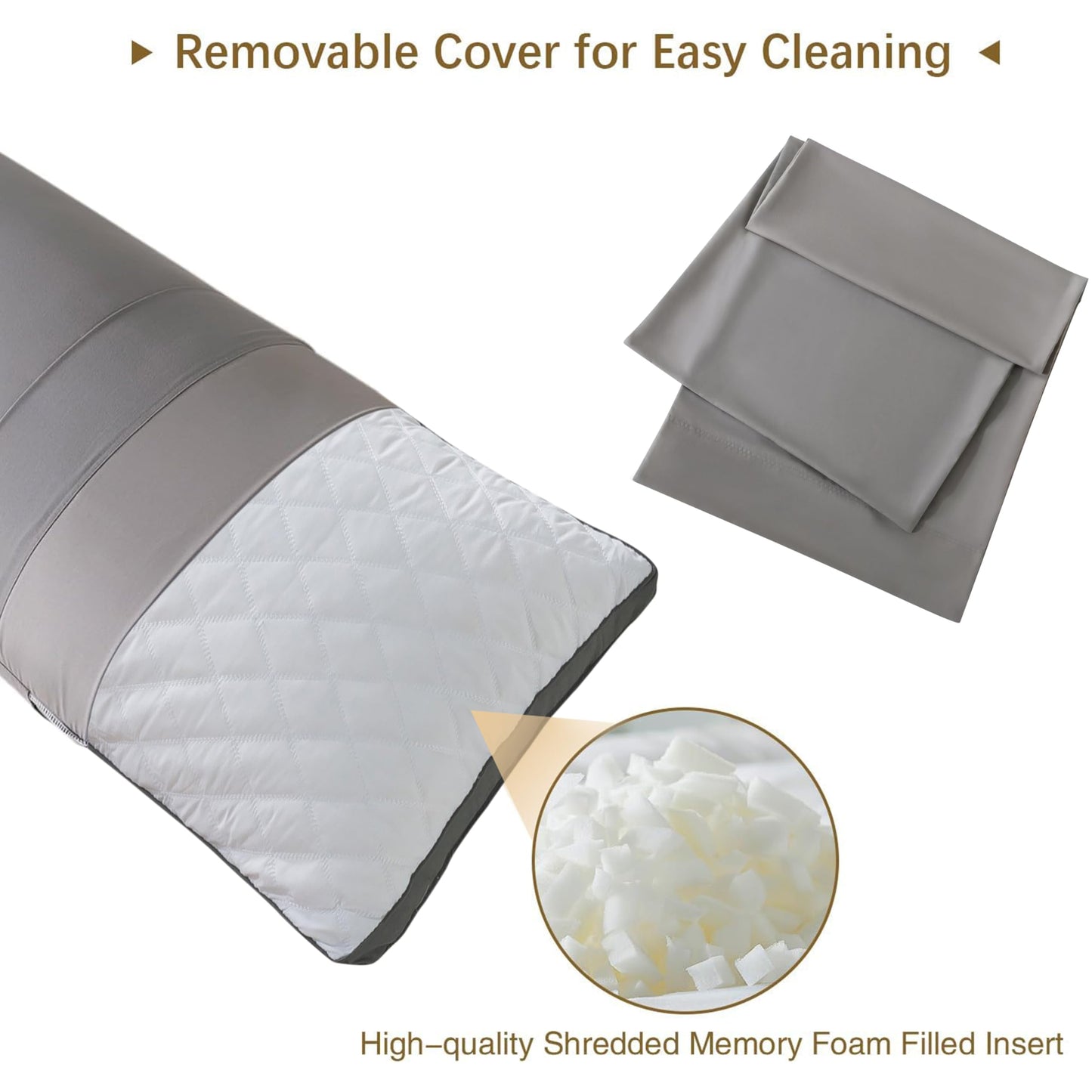 WhatsBedding Memory Foam Body Pillow with Removable Pillowcase-Fluffy Body Pillows for Adults -Large Long Bed Pillows for Sleeping - 20x54 inch, White