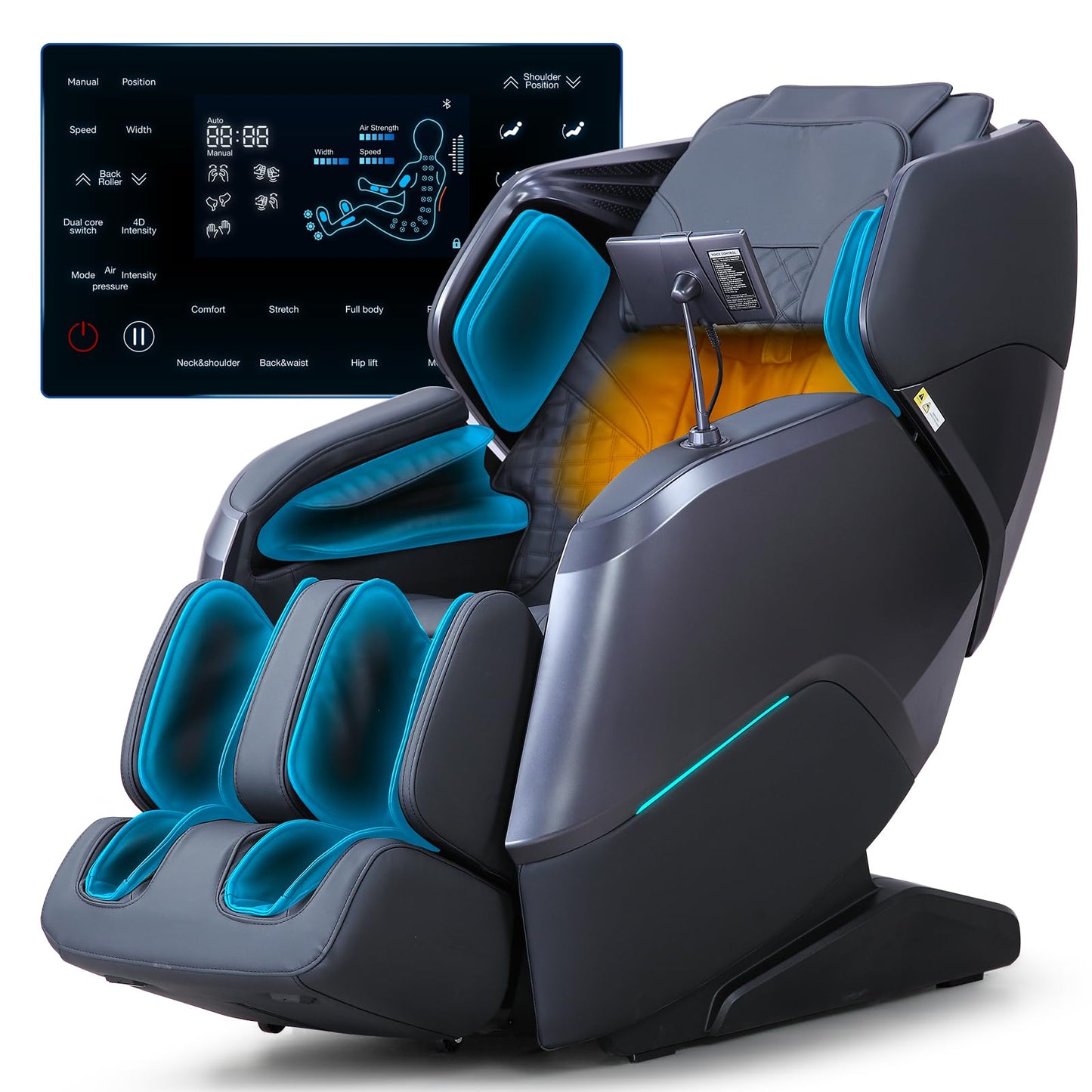 4D+3D Dual Mechanism Massage Chair Full Body, Zero Gravity Massage Chair Recliner with Segmented Dual SL Track, AI Fatigue Health Detection, 160° Flat Stretch, 8" HD Touchscreen & Voice Control, Black