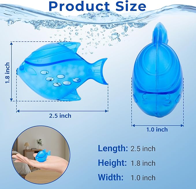 Funmit Humidifier Cleaning Fish, 12 Pack Humidifier Cleaner for Humidifiers and Fish Tanks, Purifies Water, Prevents Hard Water Build-Up, Reduces Scale, Blue