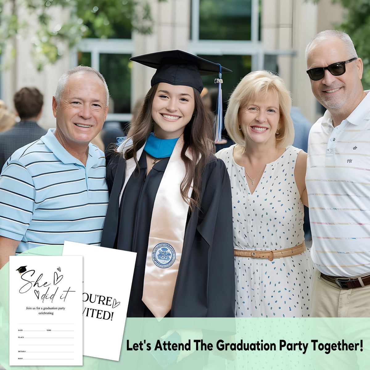 Graduation Invitation Cards, She Did It Grad Invitations for High School College Masters, Grad Party Announcement Cards, 20 Invitation Card With Envelope, Graduation Party Favor & Supplies - yq03