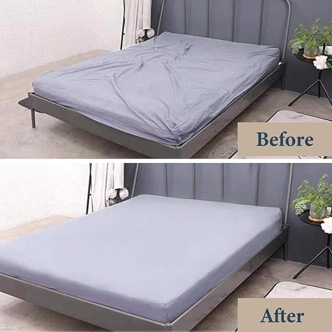 Bed Sheet Straps, Adjustable Durable Bed Sheet Holder Straps with Metal Clips, Elastic Sheet Holders Keep Sheets Firm & Tight 2PCS Black