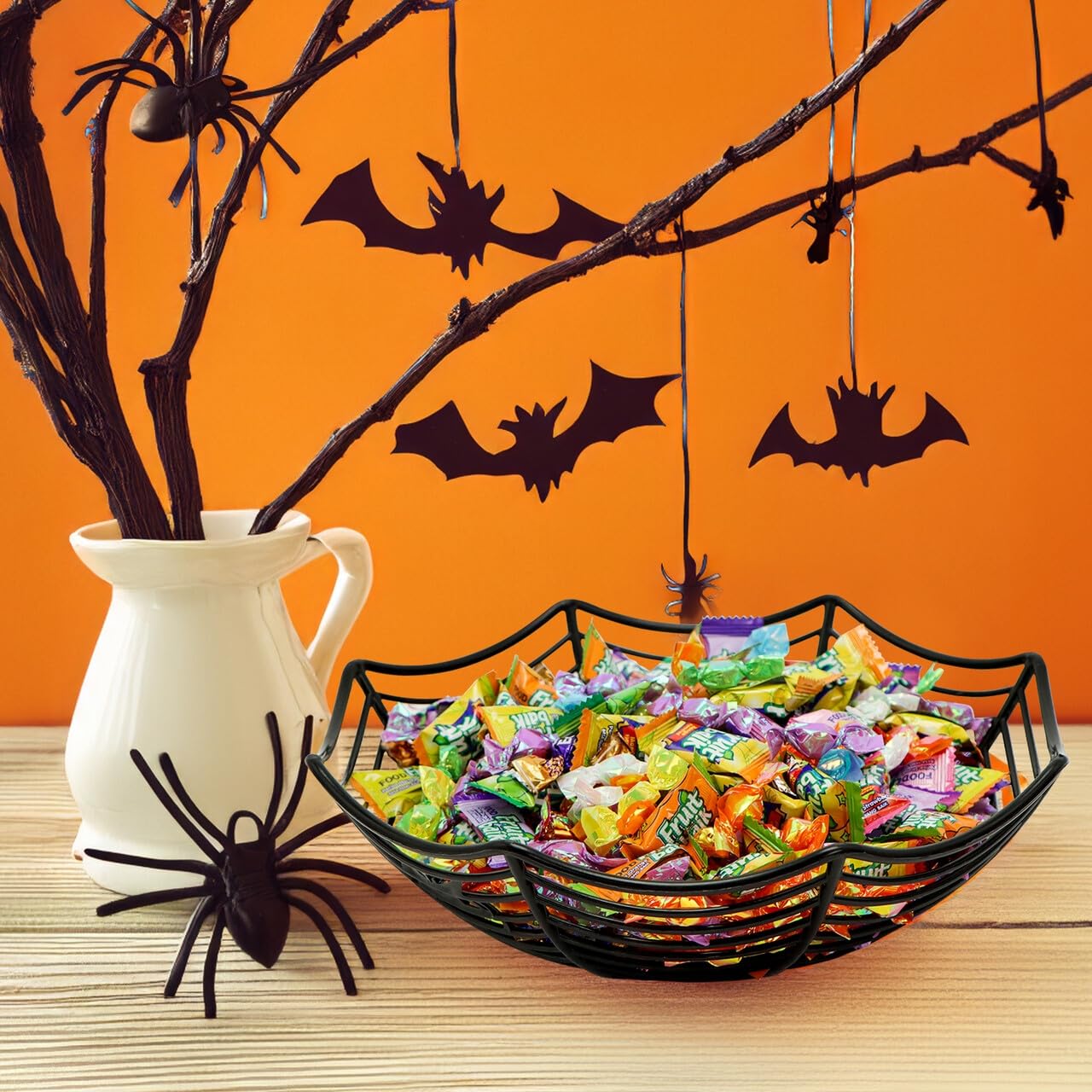 JOYIN 3 Pcs Halloween Candy Bowl Dish Spider Web Decorations Indoor Decor, Party Supplies Favors Table Desk Haunted House Trick Or Treat Basket Plastic