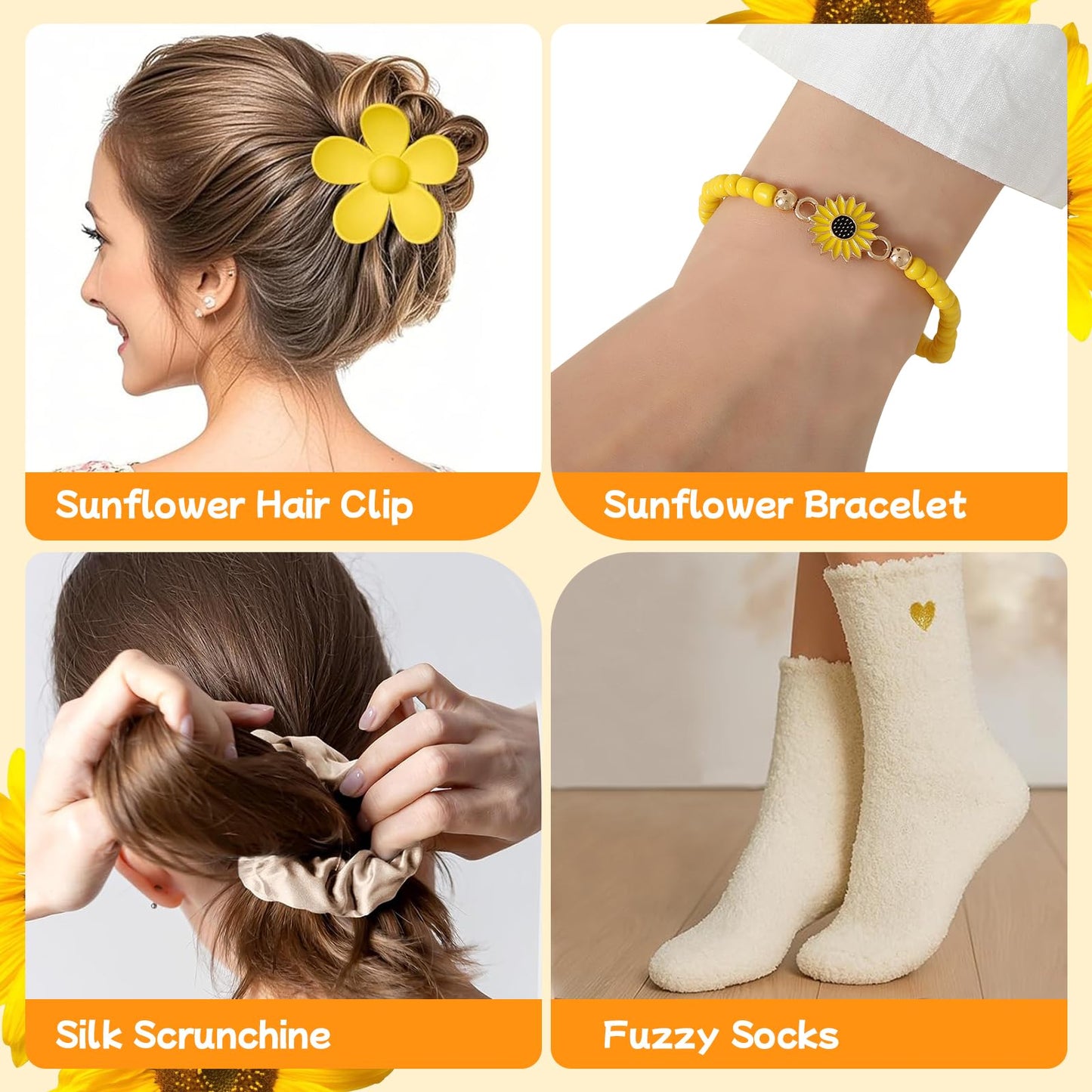 CabyGift Sunflower Gifts for Women, Unique Birthday Gifts for Women, 10pcs Get Well Soon Gift Baskets, Care Package Sending Sunshine Box for Mom, Wife, Sister, Best Friend,Teen Girls