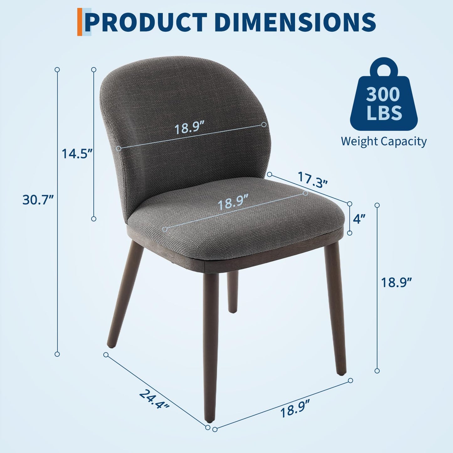 Attracoast Dining Chair Set of 6,Modern Upholstered Kitchen Chairs with Ergonomic Back Support,265lbs Capacity Dining Room Chairs with Wood Legs for Kitchen Dining Room Restaurant