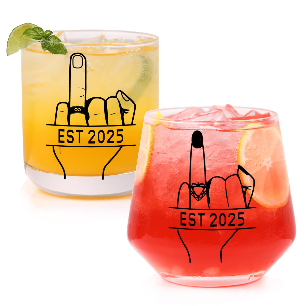 comfit Engagement Gifts for Couples 2025 - Bridal Shower Gift - Wedding Gifts for Couples, His and Hers, Newlywed - Wine&Whiskey Glass for Mr and Mrs