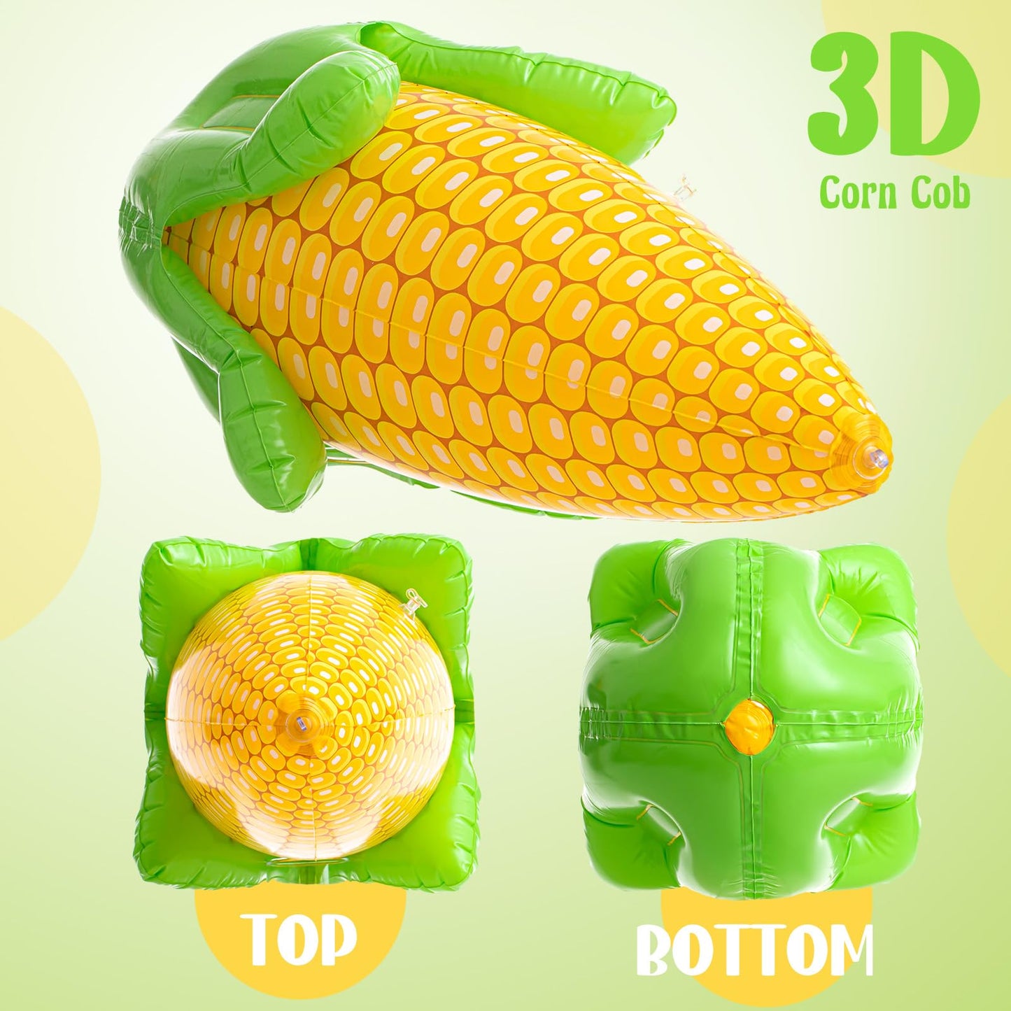 Deekin 2 Pack PVC Corn Balloons Inflatable Corn Cob 24" x 13" Blow up Harvest Decorations Balloons for Farm Fall Thanksgiving Party Decoration Supplies